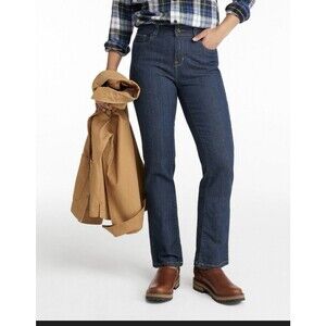 L.L.Bean Straight Women's Blue Denim High Rise Stretch Jeans Button 5-Pocket